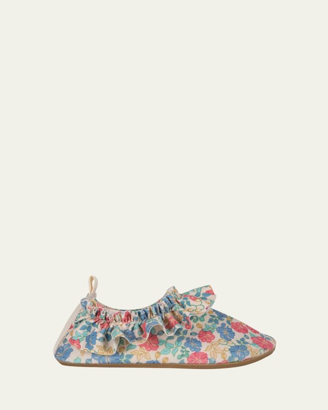 Girl's Manuca Floral Ruffled Swim Shoes, Kids